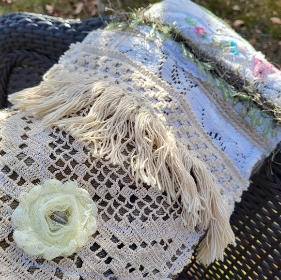 Artsy Boho Upcycled Scarf/Wrap - Picture 13 of 16